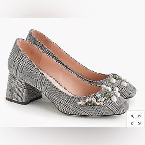 BRAND NEW Celia Pump from J.Crew. Plaid rhinestone heels, nwt